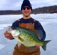 16.75 inch ice crappie, Paper thin pike, How to catch ice whiteys