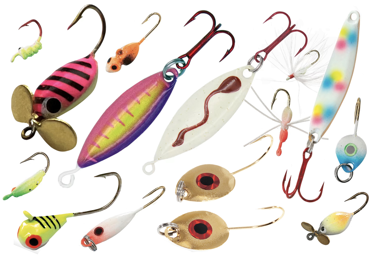 Ice Fishing Lure Kit Glowing Paint Jigs, 18pcs assorted perch/walleye/pike  jigs